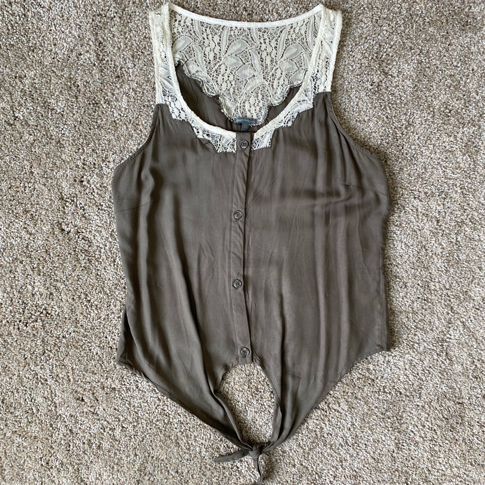 Charlotte Russe Front Knot Lace Tank